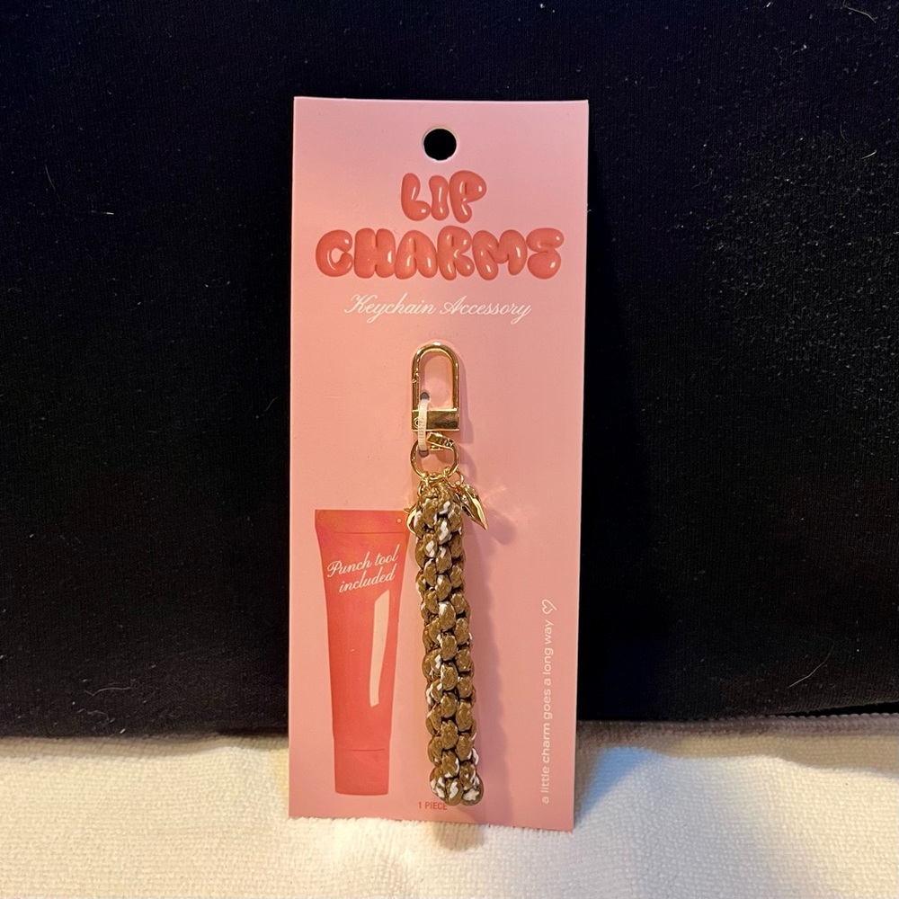 Gold Lip Charm Keychain Accessory